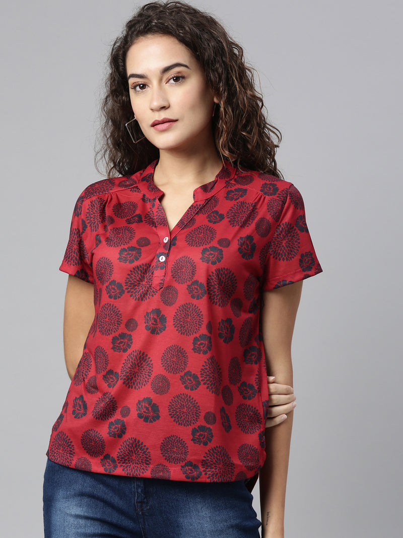 ERIKA03 (100% POLYESTER PRINT CASUAL TOP FOR WOMENS)