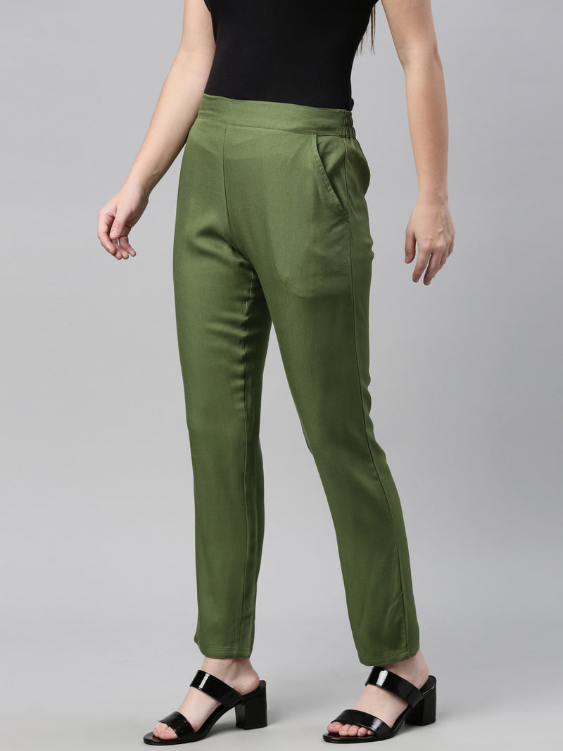 Women Regular Fit Green Viscose Rayon Trousers at Rs 449/piece | Ladies  Casual Trouser in Noida | ID: 2851291598488