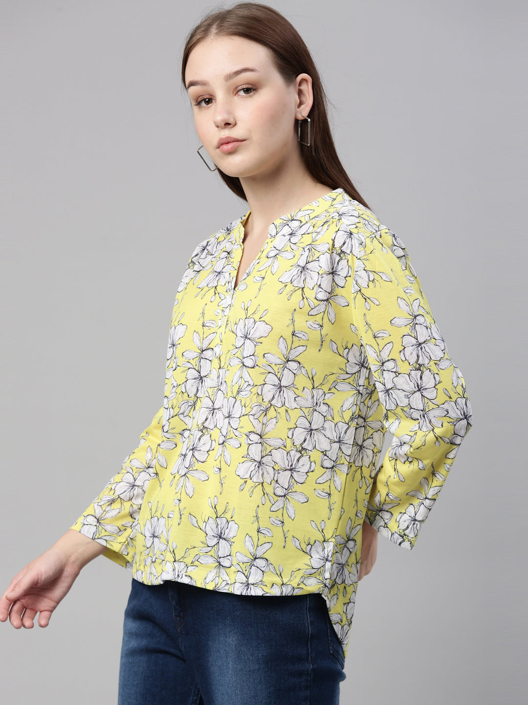 ERIKA02 (100% POLYESTER PRINT CASUAL TOPS FOR WOMENS)