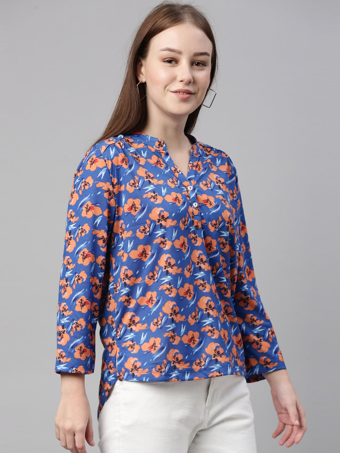 ERIKA02 (100% POLYESTER PRINT CASUAL TOPS FOR WOMENS)