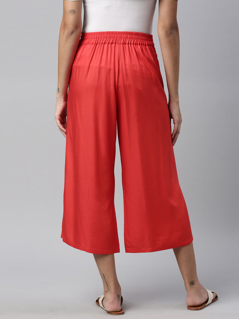 FLARE PANT SOLID TROUSERS - SOFT RAYON FABRIC