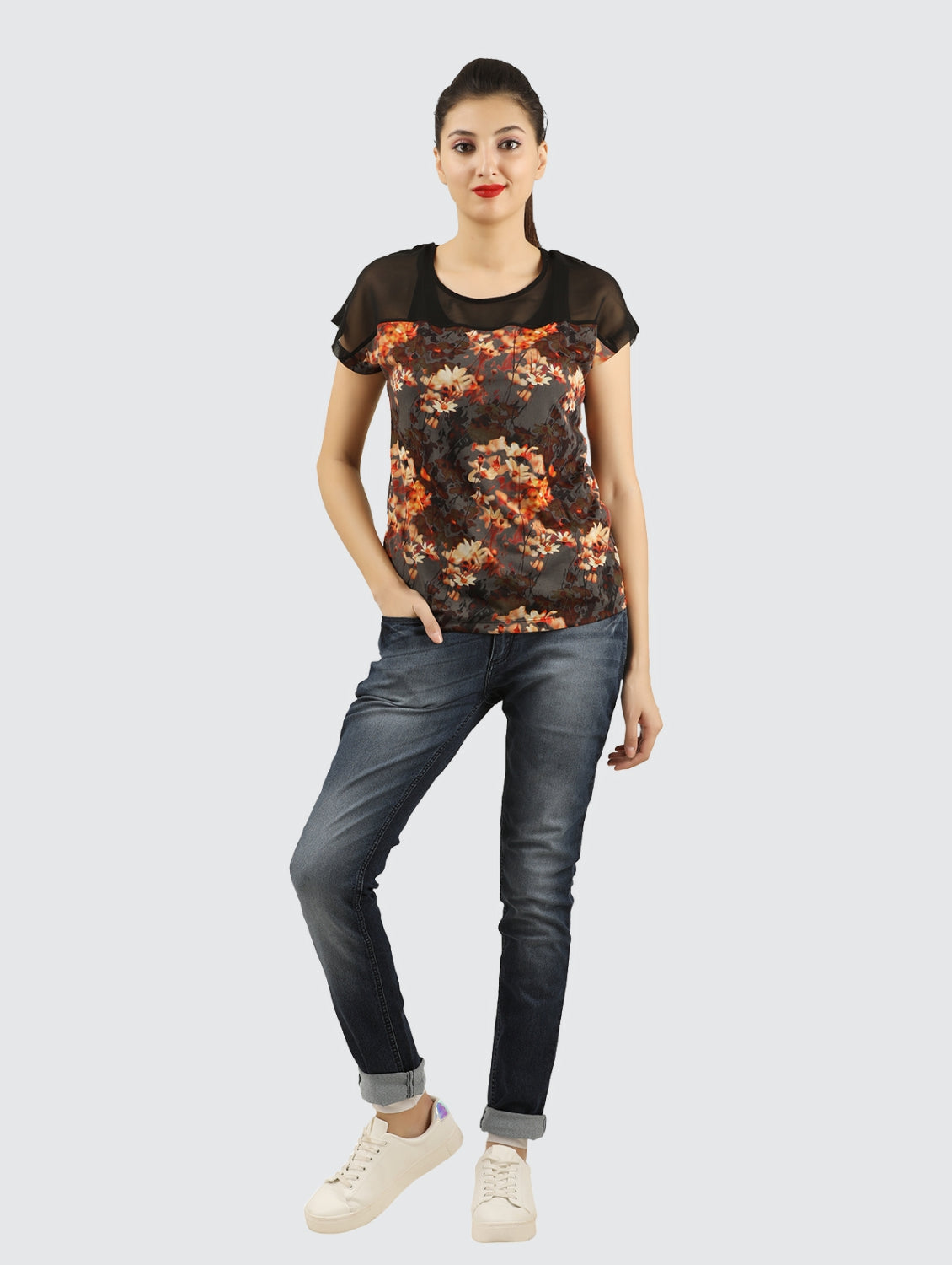AUGUSTINA (100% POLYESTER PRINTED T-SHIRT FOR WOMENS)