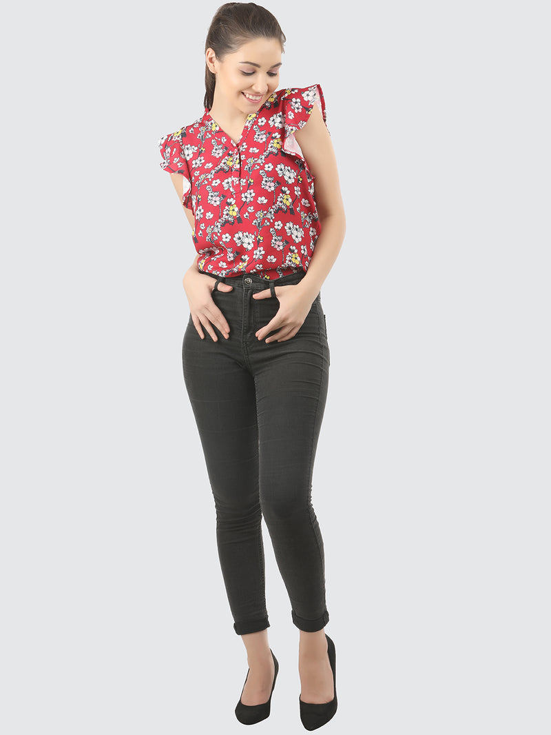 ANDREA WOMENS SHORT SLEEVE PRINTED TOP